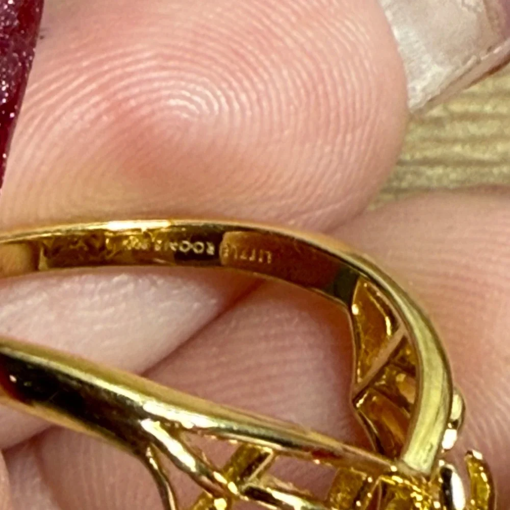 Little Rooms Widow Spider Web Ring Size 9.5 18k Gold Plate Goth Witchy Halloween